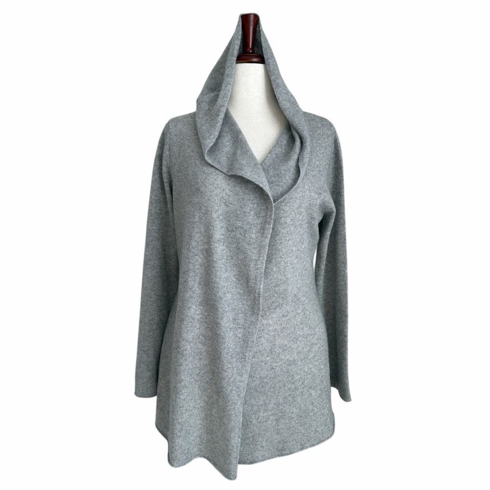 Laundry by Shelli Segal 100% Cashmere Hooded Sweater Womens Size L Gray